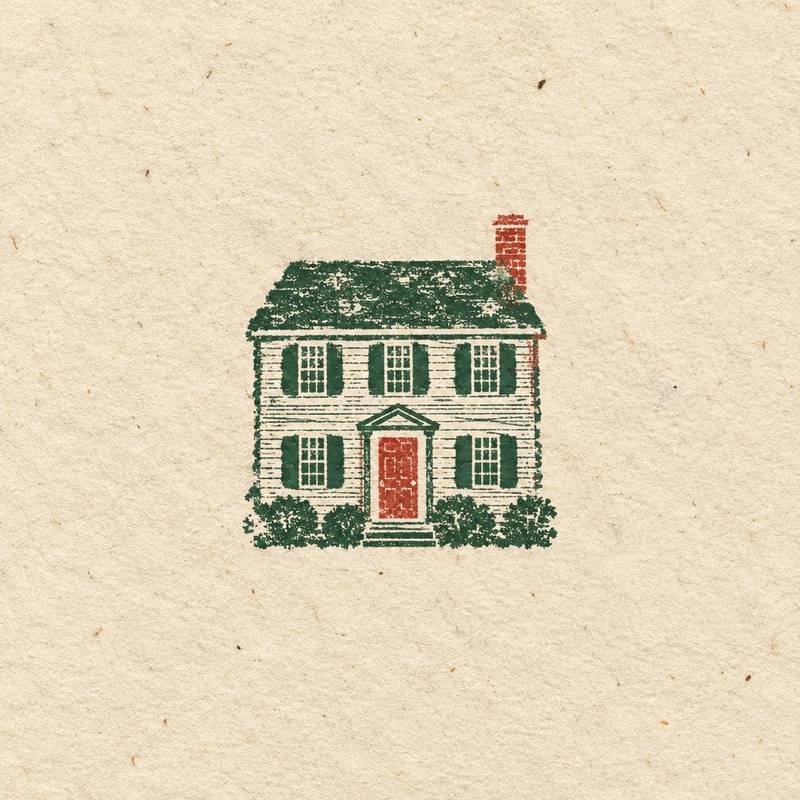 A house drawn like a postage stamp